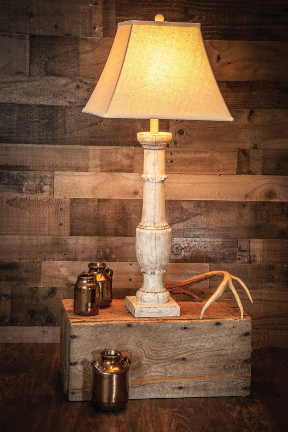 Ben's Cabin 34.5” H White Rustic Balustrade Table Lamp - Pair