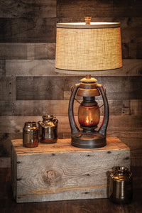 26”H Rusty Vintage Lantern Table Lamp